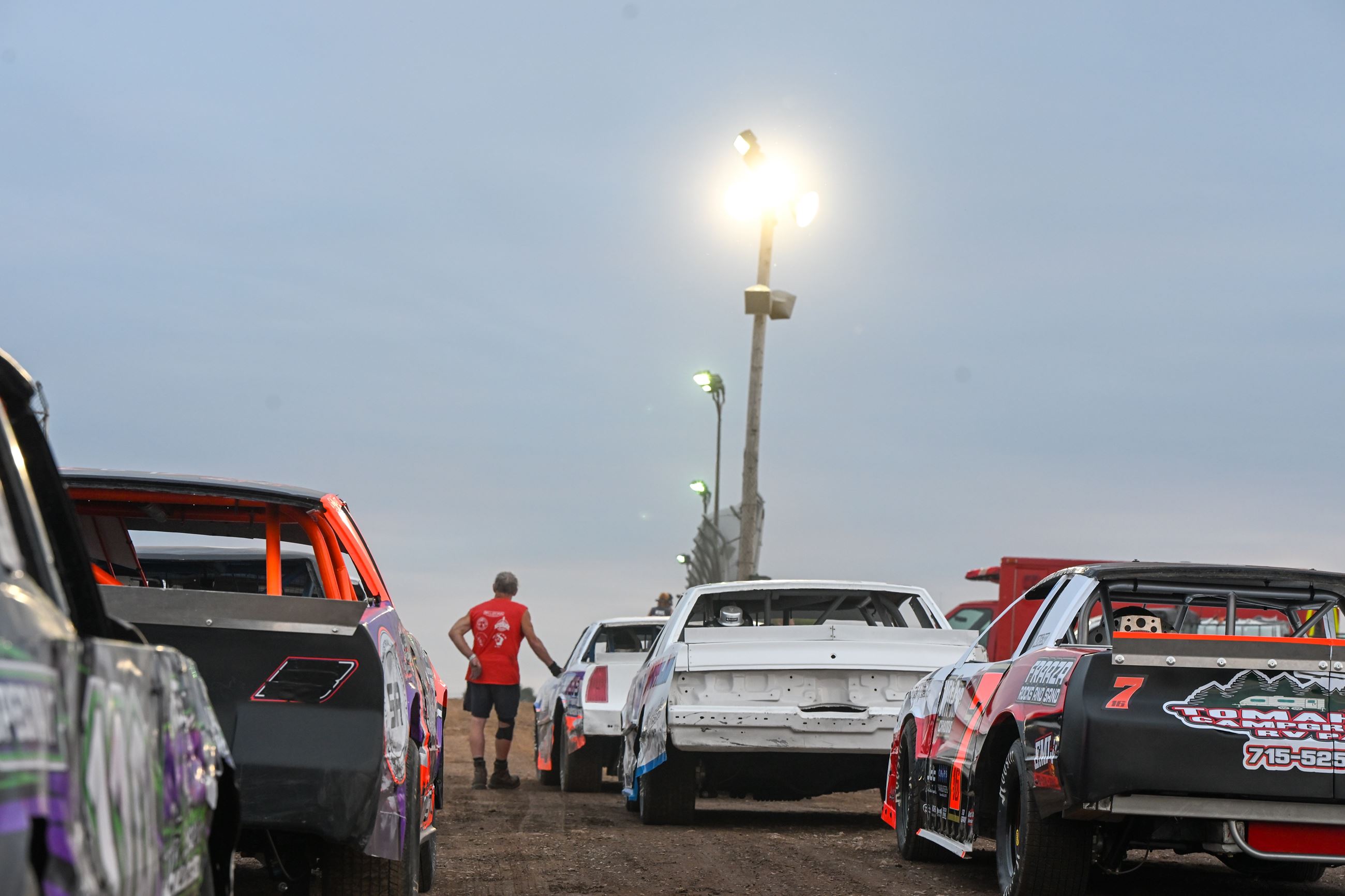 Race night at Gravity Park race cars about to start race