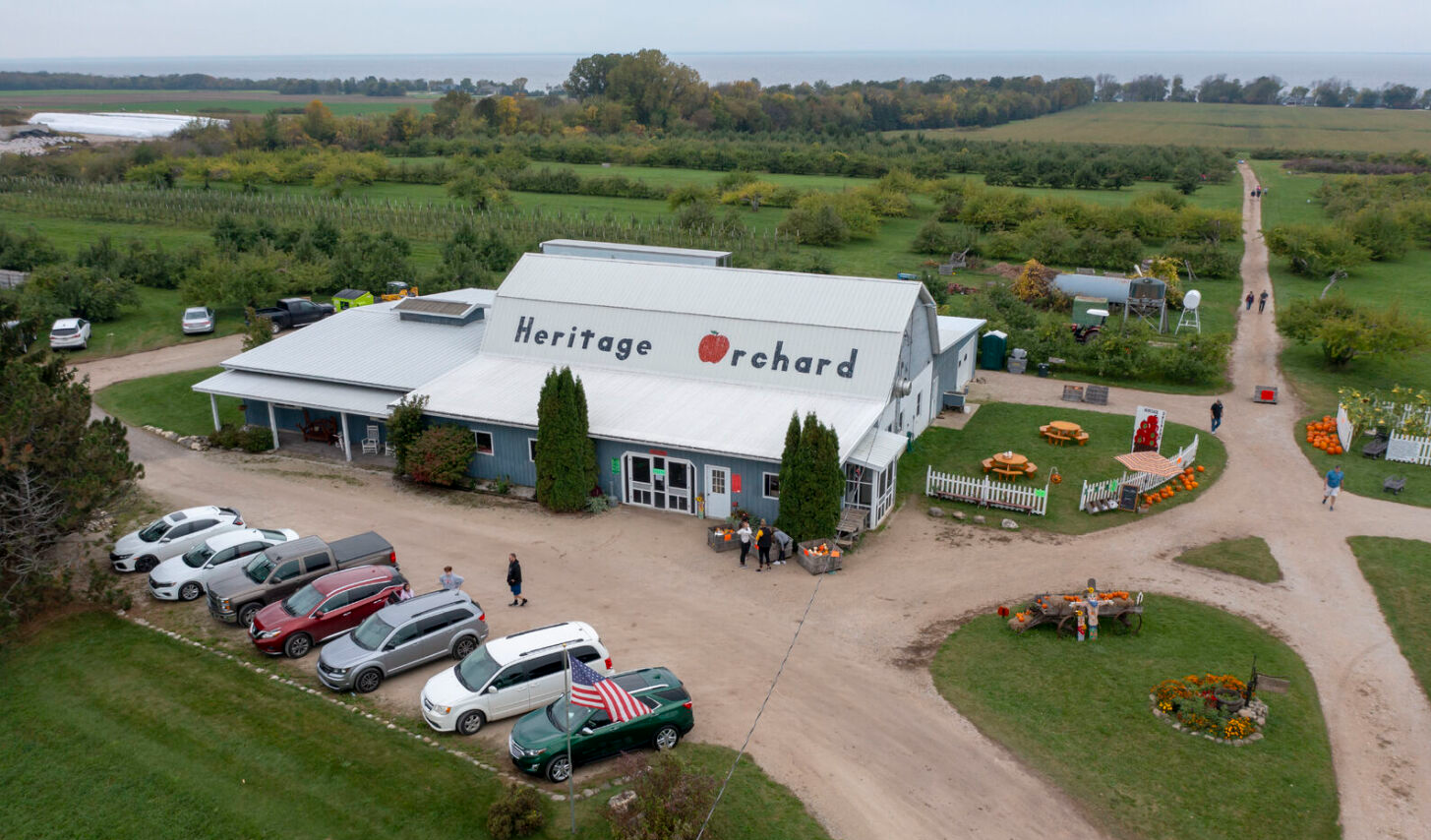 Heritage Orchard aerial view of store and orchard